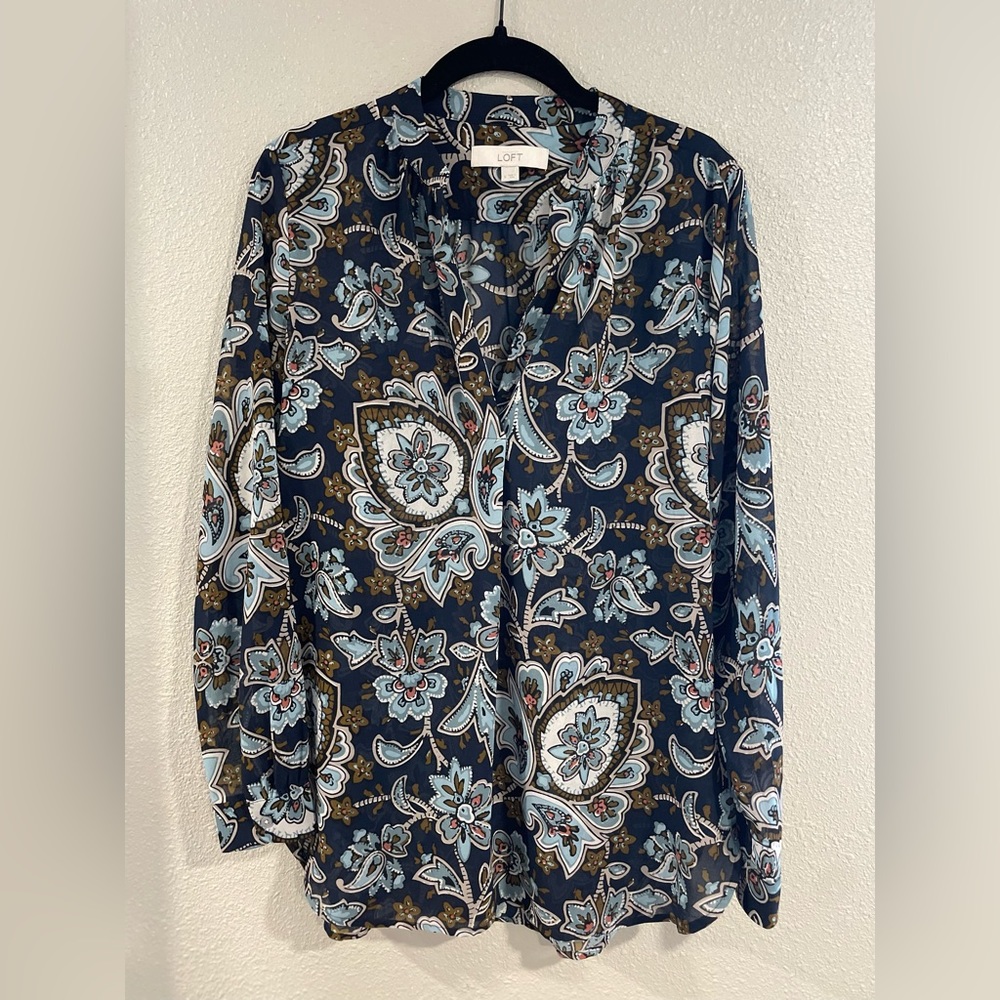 Long Sleeve Paisley Blouse